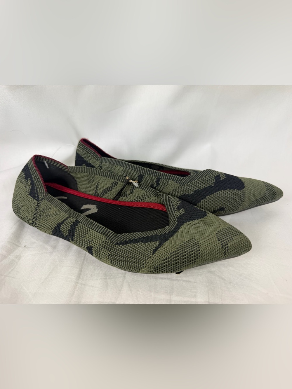Seven7 womens Elsa point Olive Green & Black Knit camo Slip-On